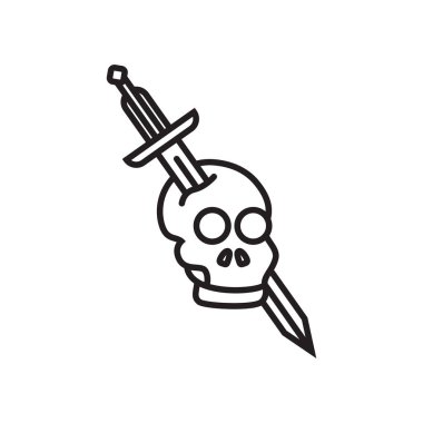 Kafatası simge vektör işareti ve beyaz arka plan üzerinde izole sembolü, 