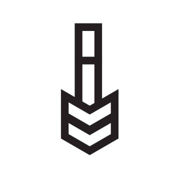 Aşağı ok simge vektör işareti ve üzerinde beyaz backgro izole sembolü