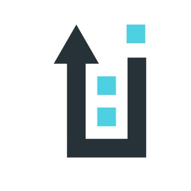 Ok simge vektör işareti ve üzerinde beyaz adam izole sembolü