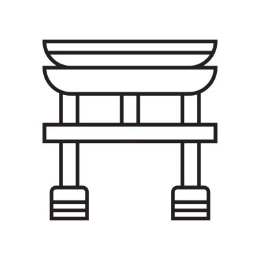 Torii kapı simge vektör işareti ve üzerinde beyaz backgro izole sembolü