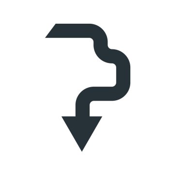 Aşağı ok simge vektör işareti ve üzerinde beyaz backgro izole sembolü