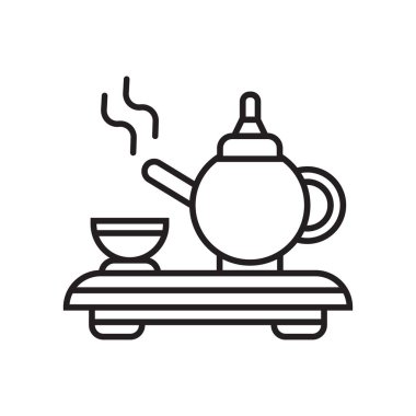 Çay töreni simge vektör işareti ve üzerinde beyaz backg izole sembolü