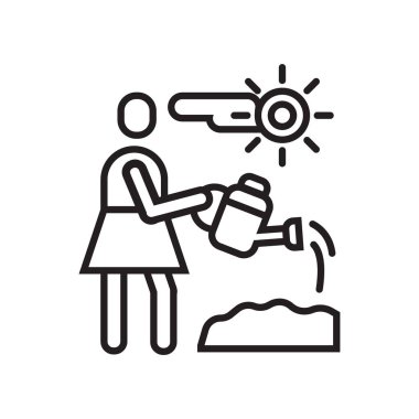 Simge vektör işareti ve üzerinde beyaz adam izole sembolü sulama