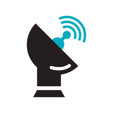 Uydu anten simge vektör işareti ve beyaz b izole sembolü