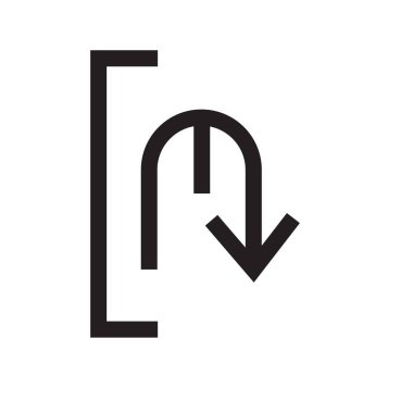 Aşağı ok simge vektör işareti ve üzerinde beyaz backgro izole sembolü