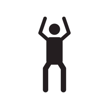 Egzersiz simge vektör işareti ve üzerinde beyaz adam izole sembolü