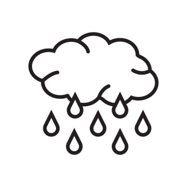 Yağmur simge vektör işareti ve beyaz arka plan üzerinde yağmur logo kavramı izole sembolü