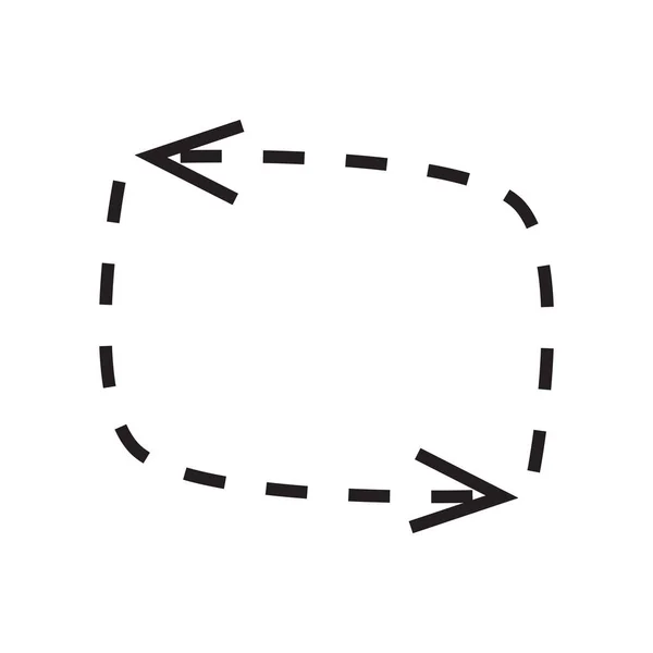 Frecce Looping Con Linea Rotta Vettore Icona Isolato Sfondo Bianco — Vettoriale Stock