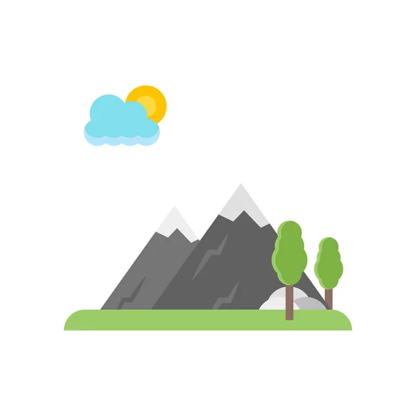 Montañas icono signo vectorial y símbolo aislado en el fondo blanco — Archivo Imágenes Vectoriales