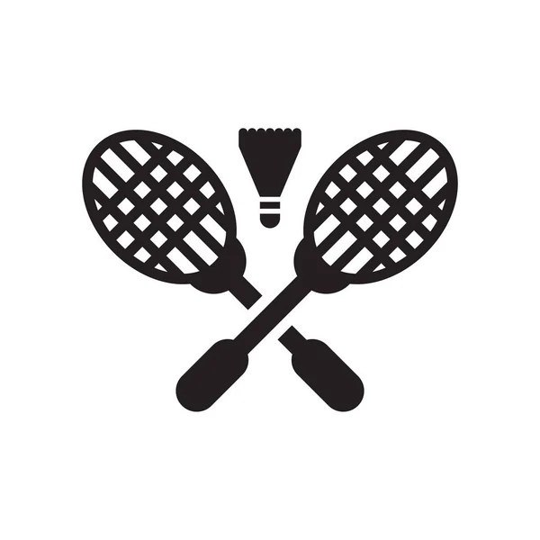 Rakiety do badmintona i pióro ikonę wektor znak i symbol na białym tle na białym tle, rakiety do badmintona i ikona koncepcja logo pióro — Wektor stockowy