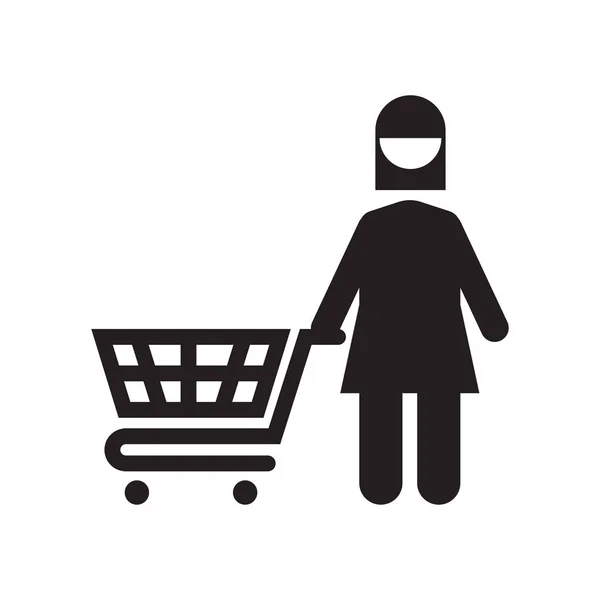 Icono de compra signo vectorial y símbolo aislado sobre fondo blanco, icono de concepto de logotipo de compras — Vector de stock