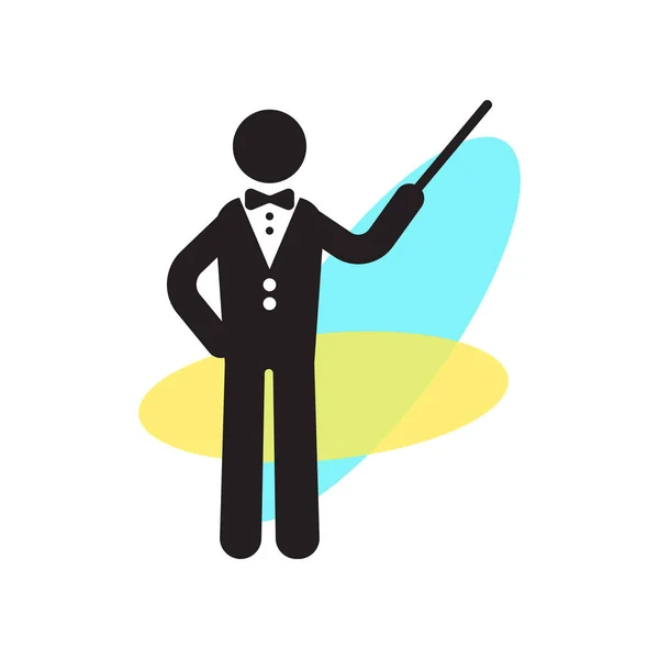 Directeur d'orchestre avec icône bâton vecteur signe et symbole isolat — Image vectorielle