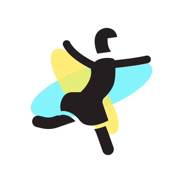 Chica bailando icono signo vectorial y símbolo aislado en el respaldo blanco — Archivo Imágenes Vectoriales