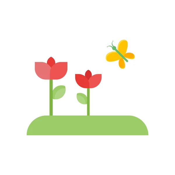 Flores icono signo vectorial y símbolo aislado sobre fondo blanco — Vector de stock