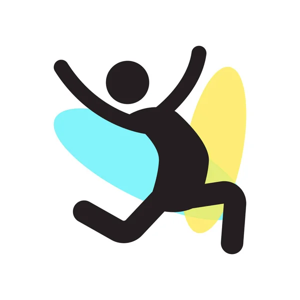 Jumping danser pictogram vector teken en symbool geïsoleerd op witte bac — Stockvector