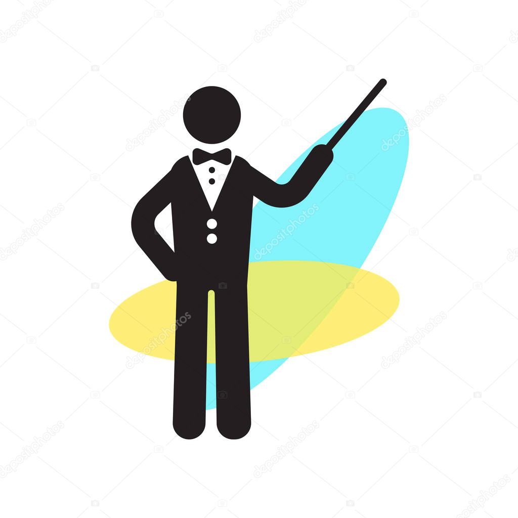 Orchestra director with stick icon vector isolated on white background for your web and mobile app design, Orchestra director with stick logo concept