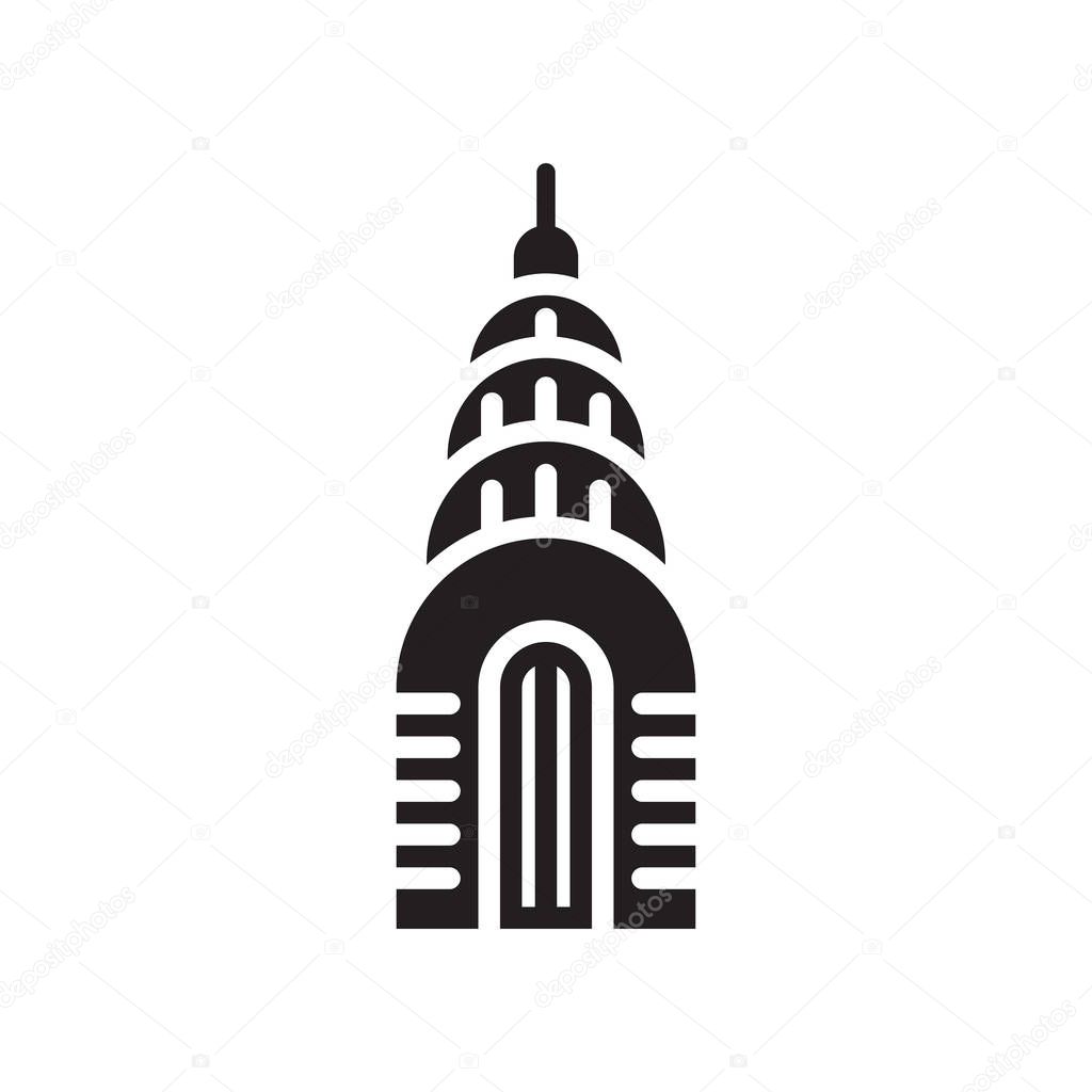 Chrysler building icon vector sign and symbol isolated on white 