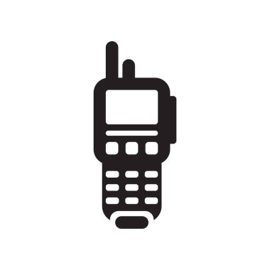 Walkie talkie simge vektör işareti ve beyaz arkasında izole sembolü