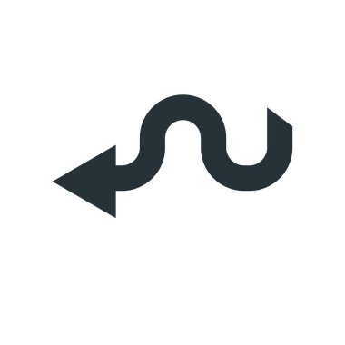 sol ok simge vektör işareti ve üzerinde beyaz backgro izole sembolü