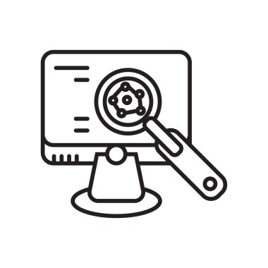 Analiz simge vektör işareti ve üzerinde beyaz adam izole sembolü