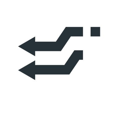 sol ok simge vektör işareti ve üzerinde beyaz backgro izole sembolü