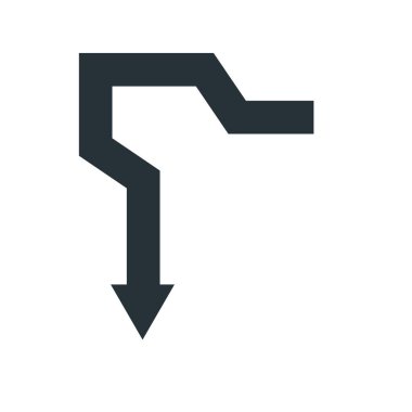 Aşağı ok simge vektör işareti ve üzerinde beyaz backgro izole sembolü