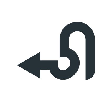 sol ok simge vektör işareti ve üzerinde beyaz backgro izole sembolü