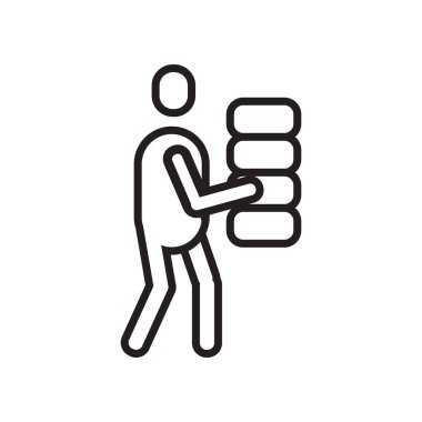 Tuğla simge vektör işareti ve beyaz arka plan üzerinde izole sembolü,