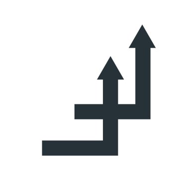 Ok simge vektör işareti ve üzerinde beyaz adam izole sembolü