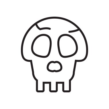 Kafatası simge vektör işareti ve beyaz arka plan üzerinde izole sembolü, 