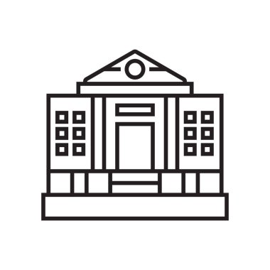 Müze simge vektör işareti ve beyaz arka plan üzerinde izole sembolü