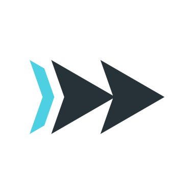 Sağ ok simge vektör işareti ve üzerinde beyaz backgr izole sembolü