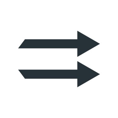 Sağ ok simge vektör işareti ve üzerinde beyaz backgr izole sembolü