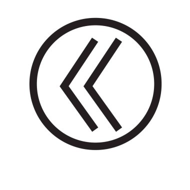 sol ok simge vektör işareti ve üzerinde beyaz backgro izole sembolü