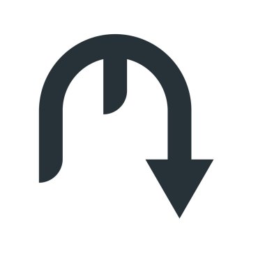 Aşağı ok simge vektör işareti ve üzerinde beyaz backgro izole sembolü