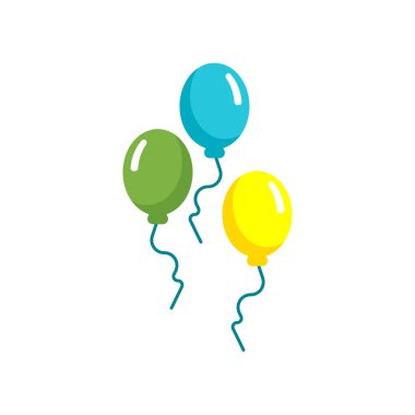 Balonlar simge vektör işareti ve üzerinde beyaz adam izole sembolü