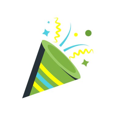 Konfeti simge vektör işareti ve üzerinde beyaz adam izole sembolü