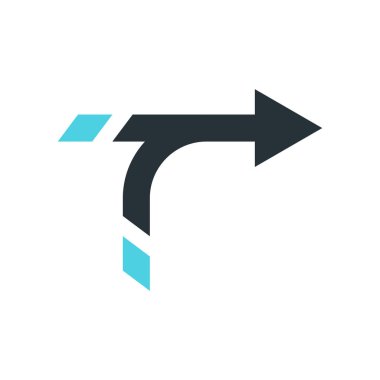 Sağ ok simge vektör işareti ve üzerinde beyaz backgr izole sembolü