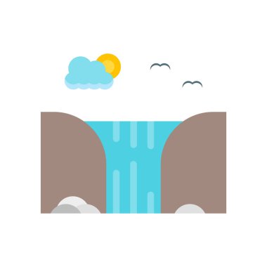 Şelale simge vektör işareti ve üzerinde beyaz backgrou izole sembolü