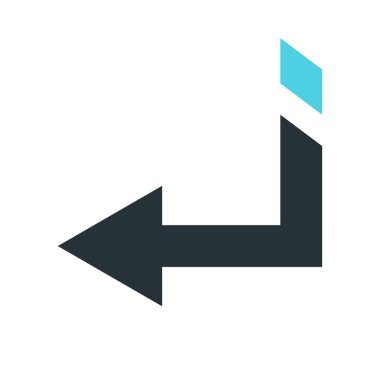 sol ok simge vektör işareti ve üzerinde beyaz backgro izole sembolü