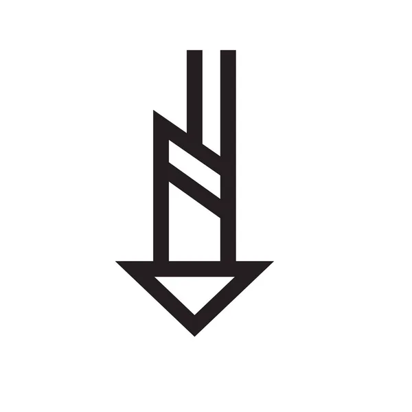 Icona freccia giù segno vettoriale e simbolo isolato sul backgro bianco — Vettoriale Stock