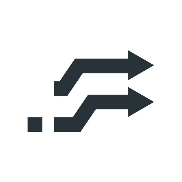 Tanda vektor ikon panah kanan dan simbol terisolasi pada backgr putih - Stok Vektor