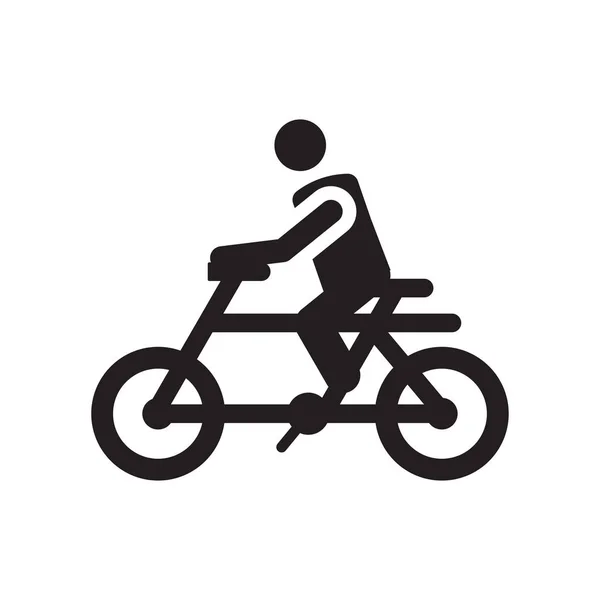 Sinal de vetor de ícone de ciclista de bicicleta e símbolo isolado no fundo branco, ícone de conceito de logotipo de ciclista de bicicleta — Vetor de Stock