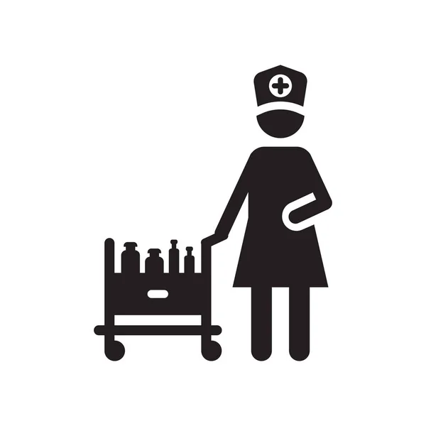 看護師のアイコン ベクトル記号、白い背景で隔離のシンボル, — ストックベクタ