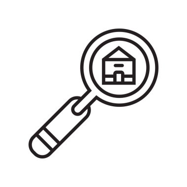 Arama simge vektör işareti ve beyaz arka plan üzerinde arama logo kavramı izole sembolü