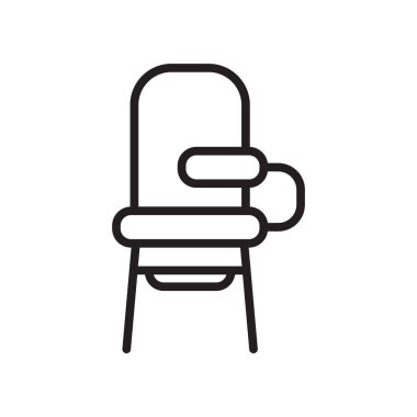 Resepsiyon sandalye simge vektör işareti ve beyaz arka plan üzerinde Resepsiyon sandalye logo kavramı izole sembolü