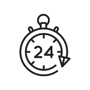 24 saat simgesi işareti vektör ve izole üzerinde beyaz arka plan, 24 saat logo kavramı sembol