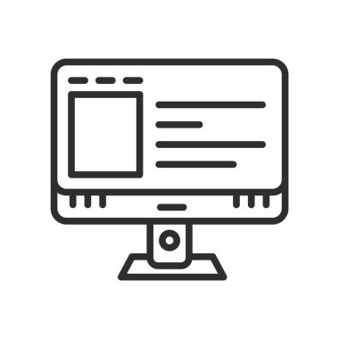 Bilgisayar monitörü simge vektör işareti ve beyaz b izole sembolü