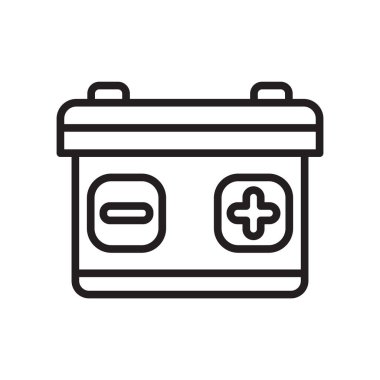 Pil simgesi vektör işareti ve beyaz arka plan üzerinde pil logo kavramı izole sembolü