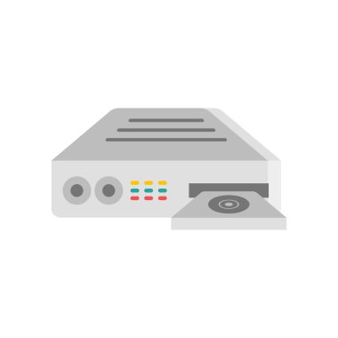 DVD player simge vektör işareti ve üzerinde beyaz backgro izole sembolü